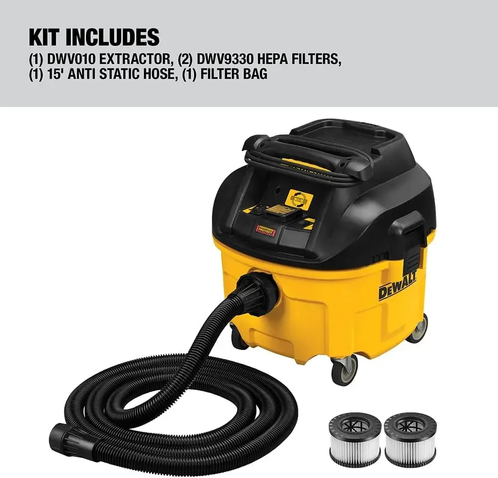 DEWALT DWV010 Extractor de polvo HEPA con limpieza automática de filtro, 8 galones con kit de accesorios para extractor de polvo DEWALT DWV2759