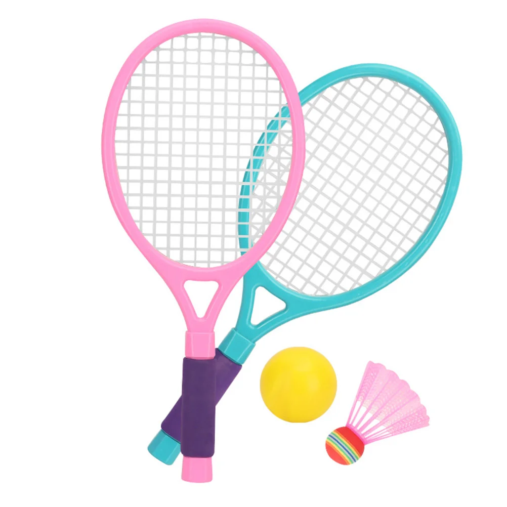Badminton Racket Plastic Tennis Bracket Parent-child Toys with Balls Kids Sports Equipment Athletic Playthings