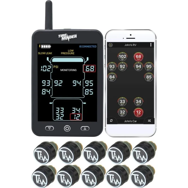 

TireMinder A1AS RV TPMS with 10 Transmitters