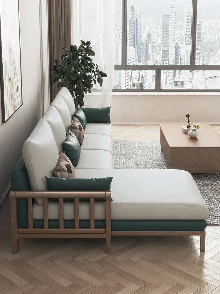 Nordic all-solid wood sofa ash wood modern simple science and technology cloth living room new Chinese furniture