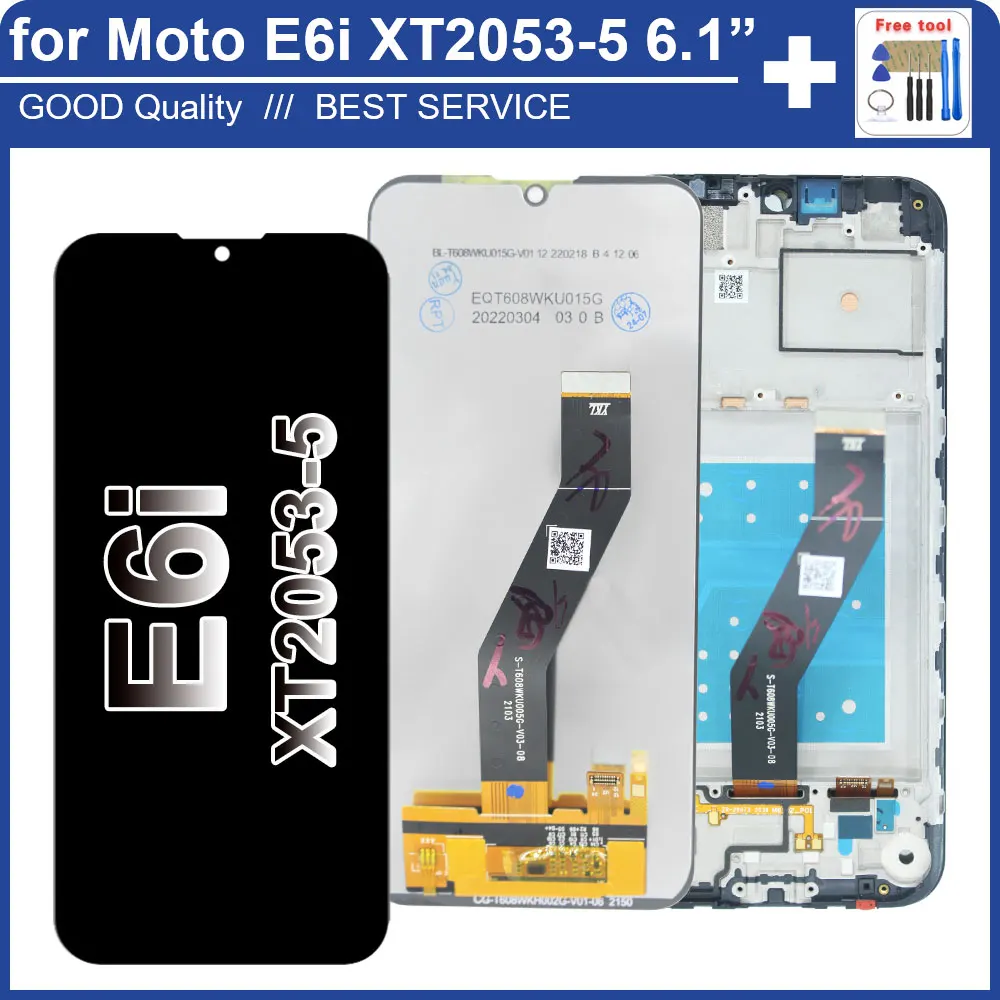 

New LCD for Motorola Moto E6i 2021 XT2035-5 LCD Display Touch Screen Digiziter Assembly Replacement for Moto E6i LCD With Frame