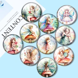 Cute Fairies  12mm/18mm/20mm/25mm Round photo glass cabochon demo flat back Making findings