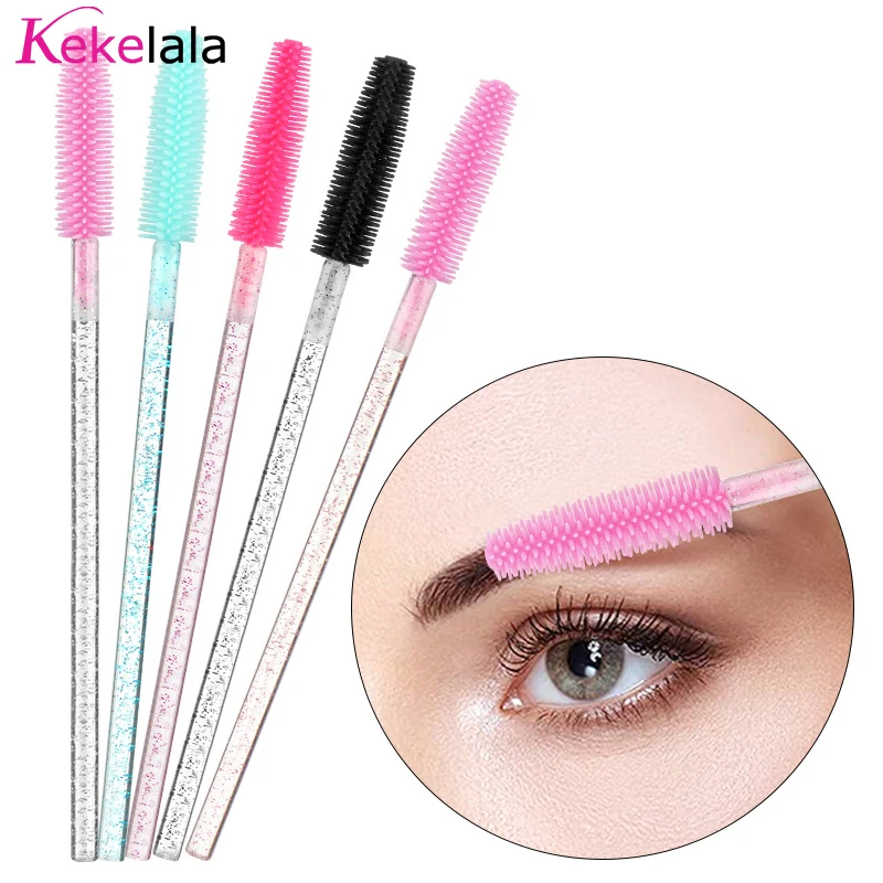 50 قطعة عصي الماسكارا الكريستال السيليكون قضيب المتاح رمش فرش مشط للنساء ماكياج Spoolie فرشاة أدوات التجميل