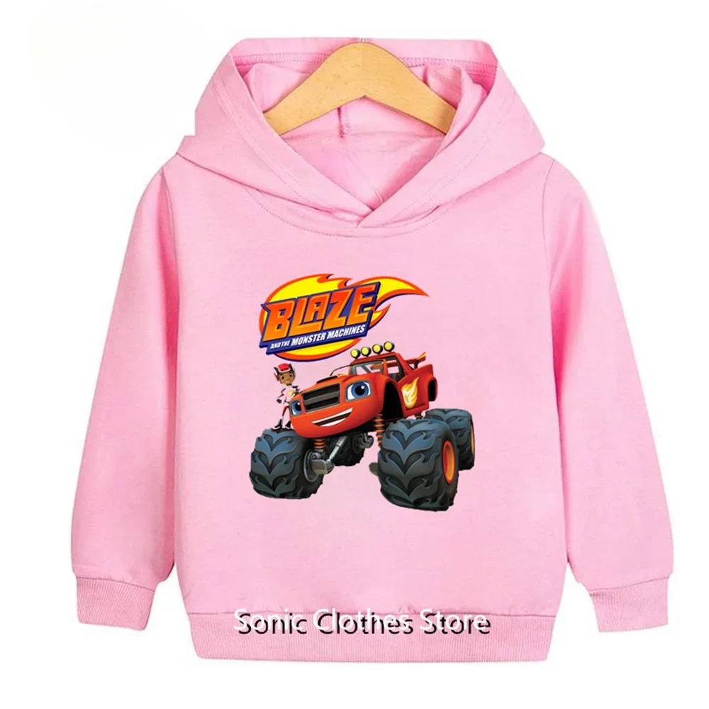 Children Hooded Sweatshirt Cute Off-road Monster Truck Graphic Print Long Sleeve Pullover Tops Boys Girls Daily Casual Hoodie