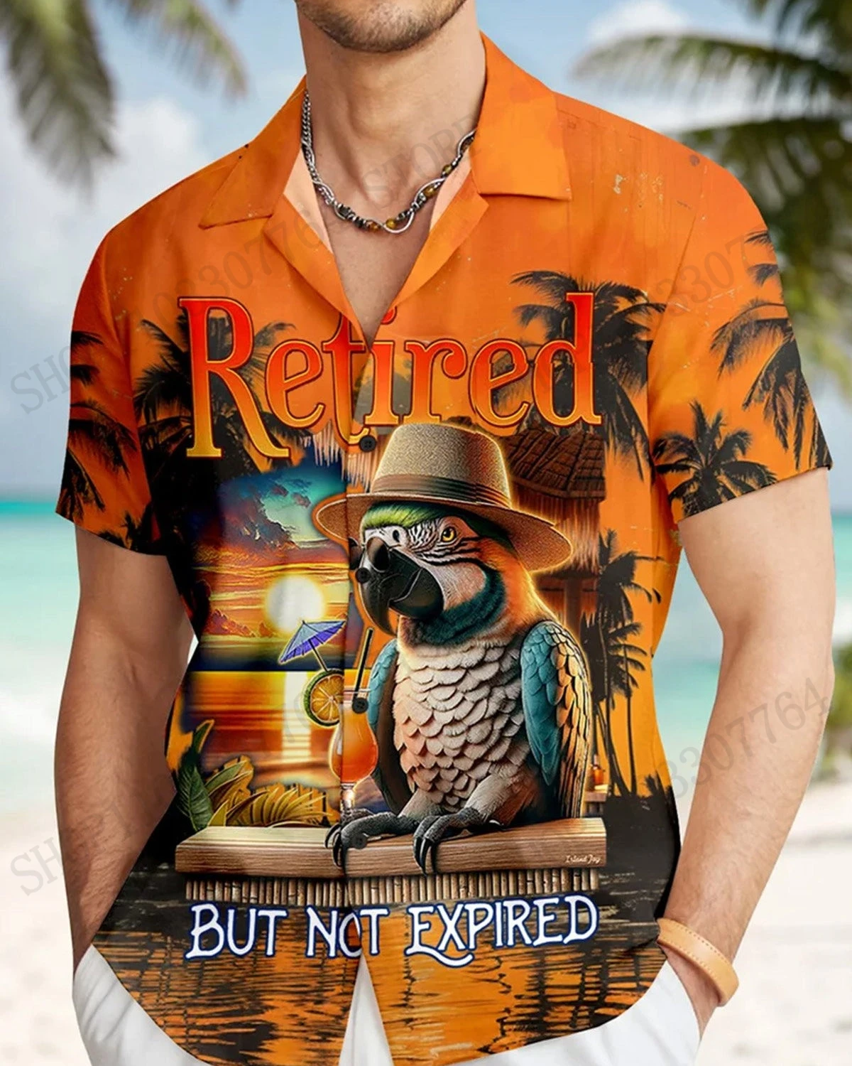 Five O'clock Parrot Cocktail Hawaiian Shirt for Men 3D Luxury Bird Shirt Unisex Fashion Short Sleeve Beach Shirt Blouse