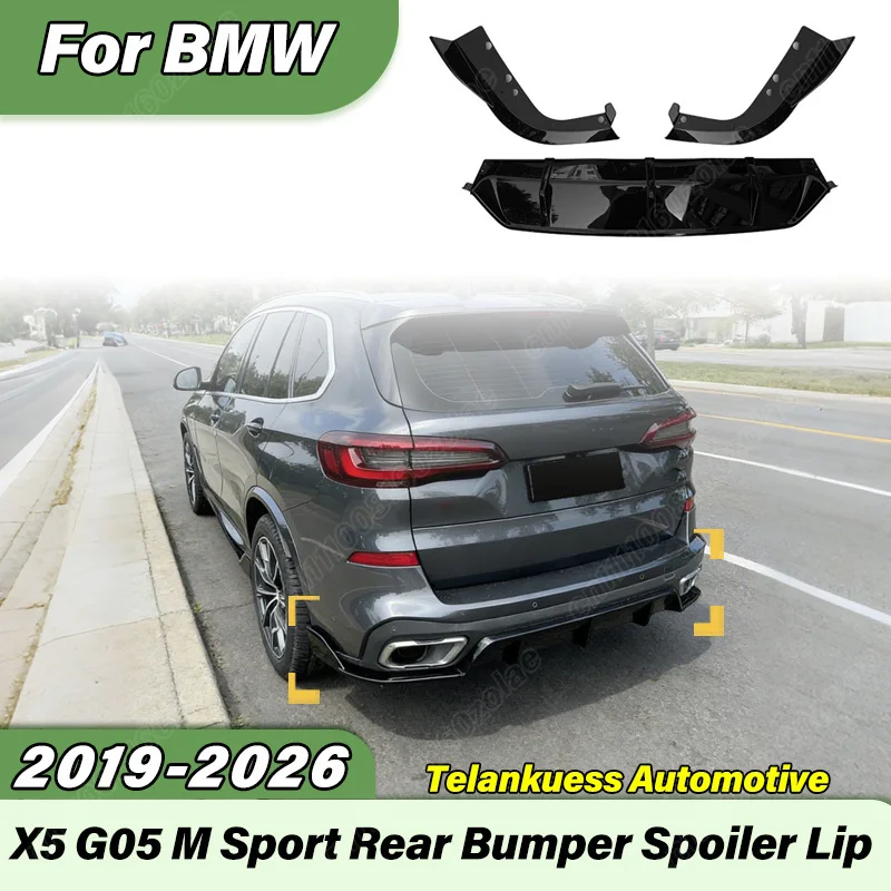 For BMW X5 G05 M Sport 2019 2020 2021 2022 2023 Car Rear Bumper Diffuser Black Knight MP Rear Valance Protective Cover Kit