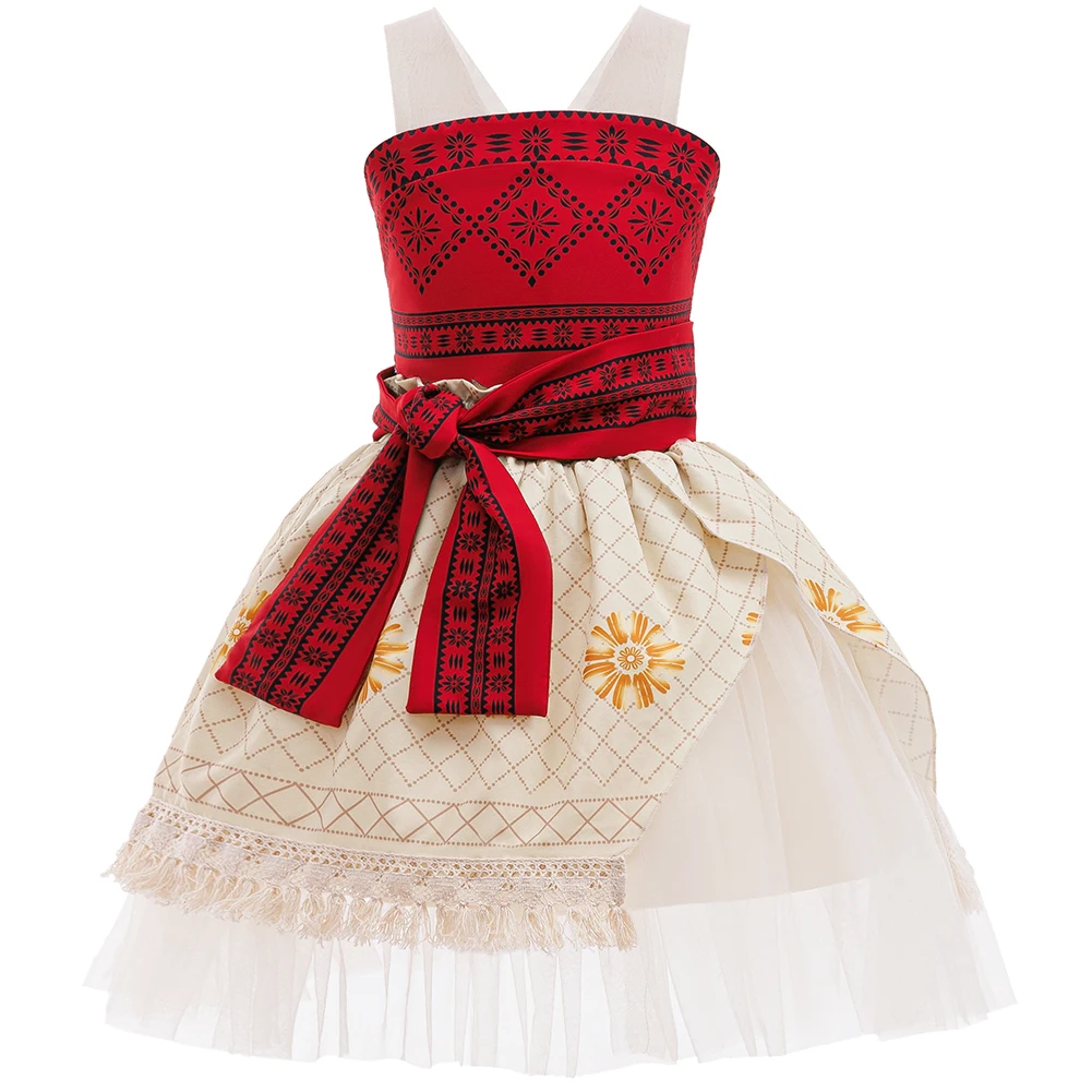 Mädchen Moana Prinzessin Kleid Kostüm-Sets Westenoberteile mit Röcken für Kinder Halloween Geburtstag Party Auftritt Karneval Outfits – Detail 1