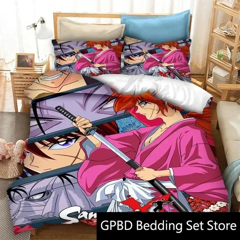 

3D Print Anime Rurouni Kenshin Bedding Set Double Twin King Duvet Cover Comforter Pillowcase Boys Girls Adults Bedroom