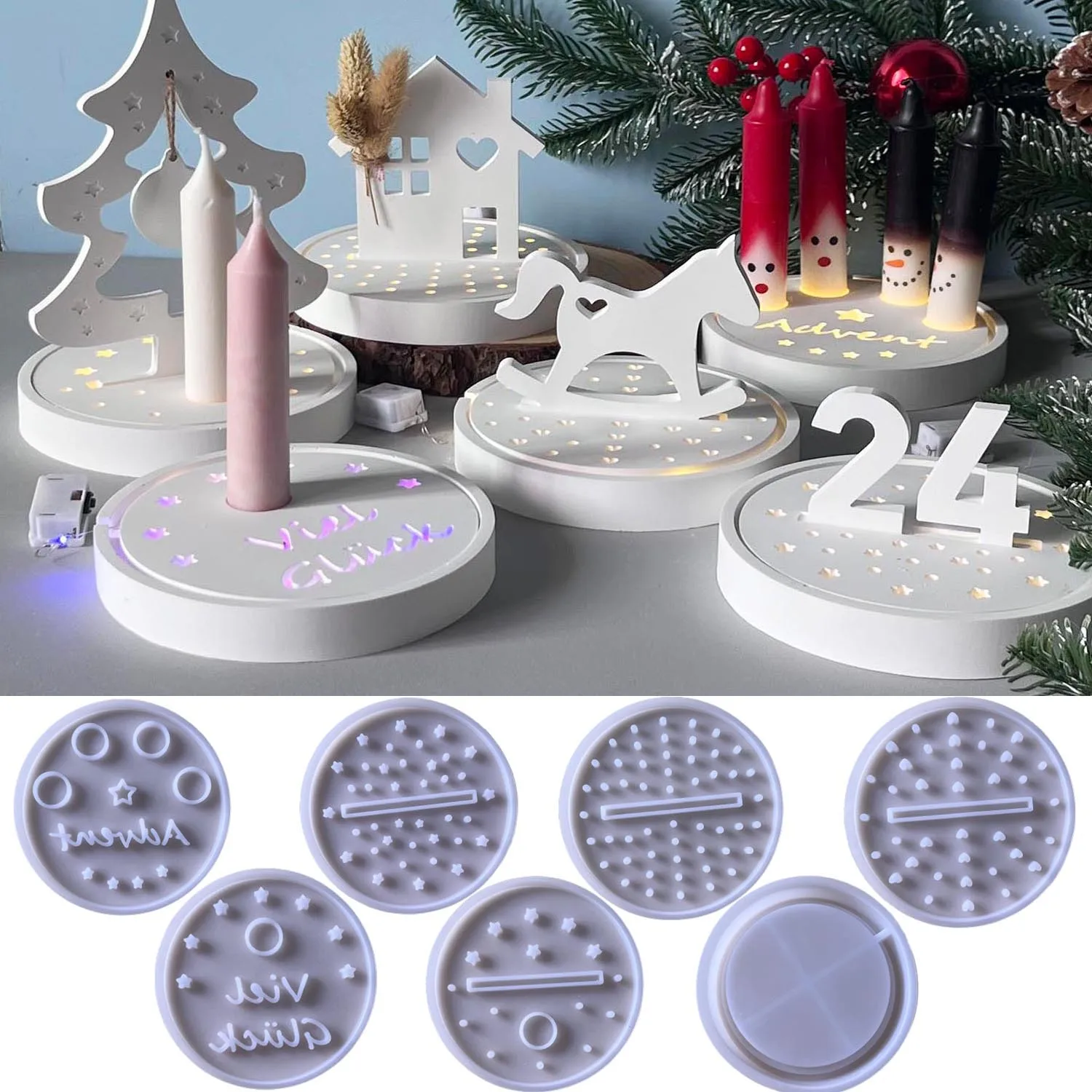New Mould Round Socket Candlestick Holder Plaster Resin Casting Mold Insert Candlestick Holder Molds Holiday Atmosphere Lights