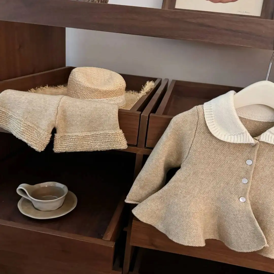 Korean Baby Girls' Small Fragrant Style, Doll Collar, Sweater Clothing Western-style Suit, Trendy and Fashionable