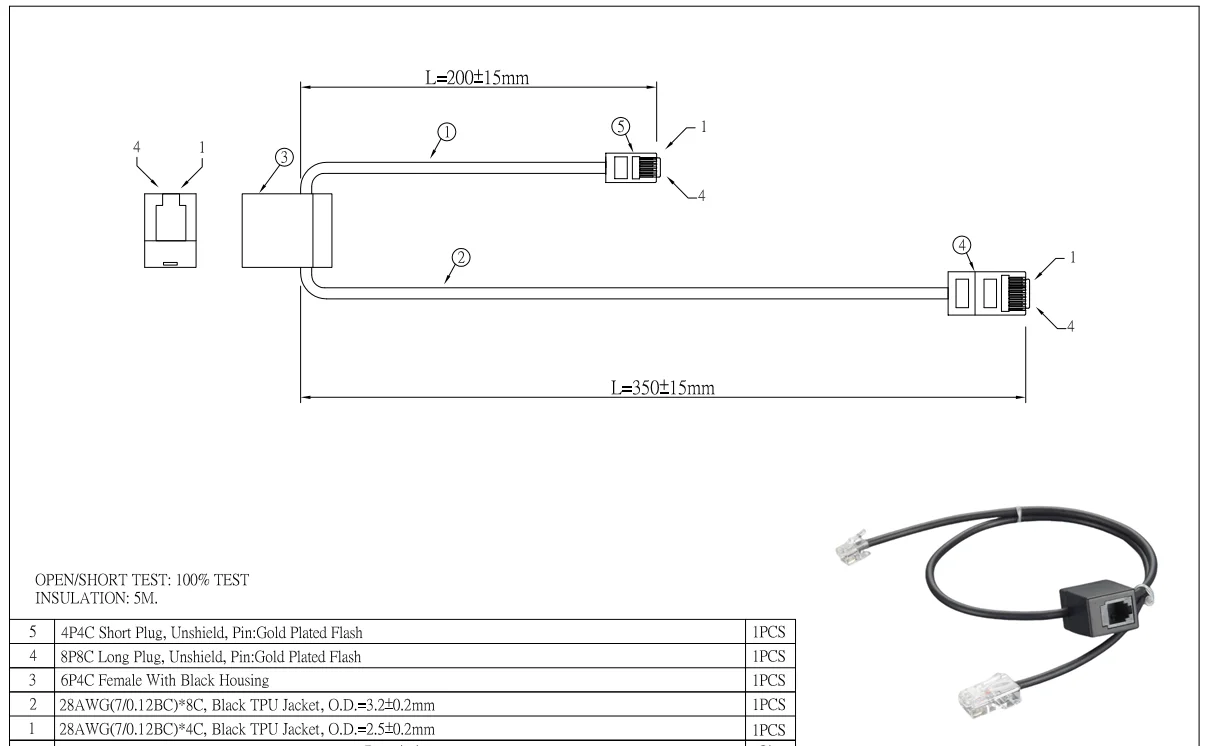 Kompatibles Plantronics-Telefonschnittstellenkabel. Telefon-Schnittstellenkabel für kabellose Headsets der Serien Savi Office und CS500 – Detail 1