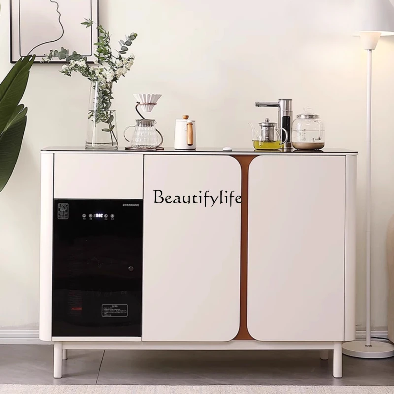 

Modern light luxury solid wood tea bar, machine cabinet, smart living room, household with sterilized side cabinet