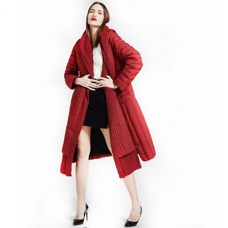 European Autumn Winter Women Parkas Down Hoody Coats Lady Warm X-Long Outwear Overcoat LF2316YN