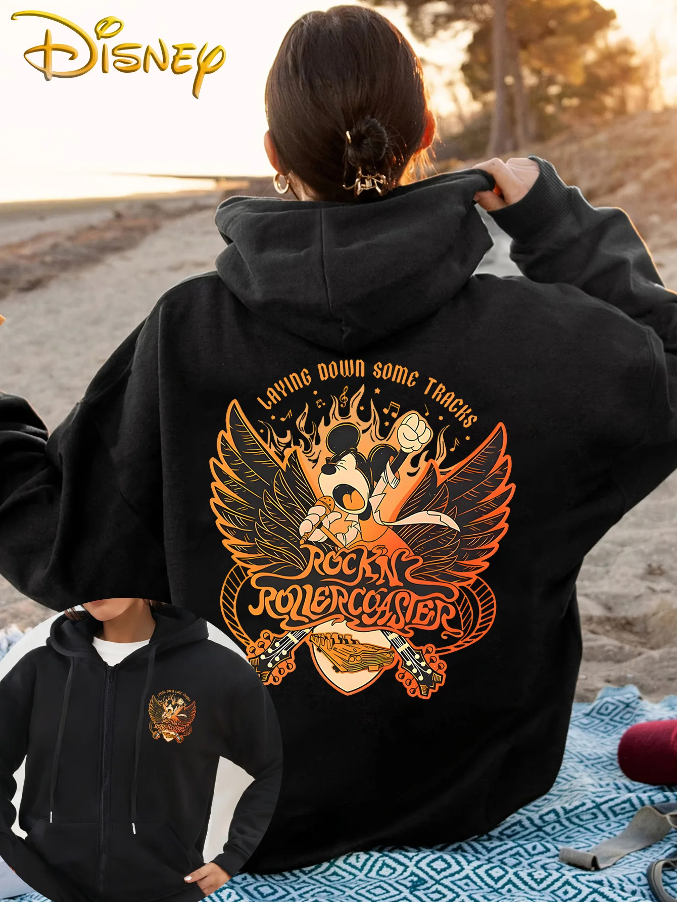 جديد ديزني ميكي ماوس لهب أجنحة طباعة عكسها المرأة سستة الرباط مقنعين البلوز #1