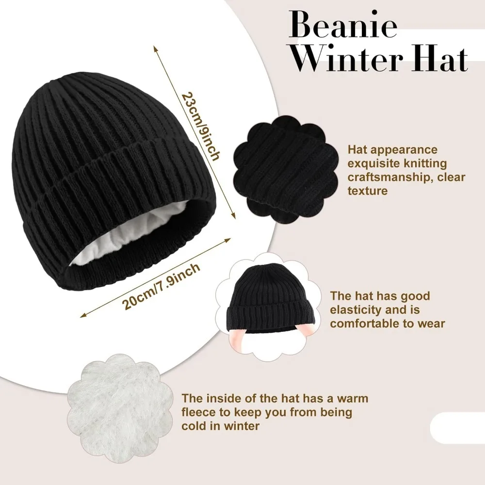 6 قطعة مجموعة الشتاء الدافئة للنساء قبعات حريمي دافئة قفازات لمس وشاح طويل الأذن يفشل الجوارب هدايا الشتاء للنساء