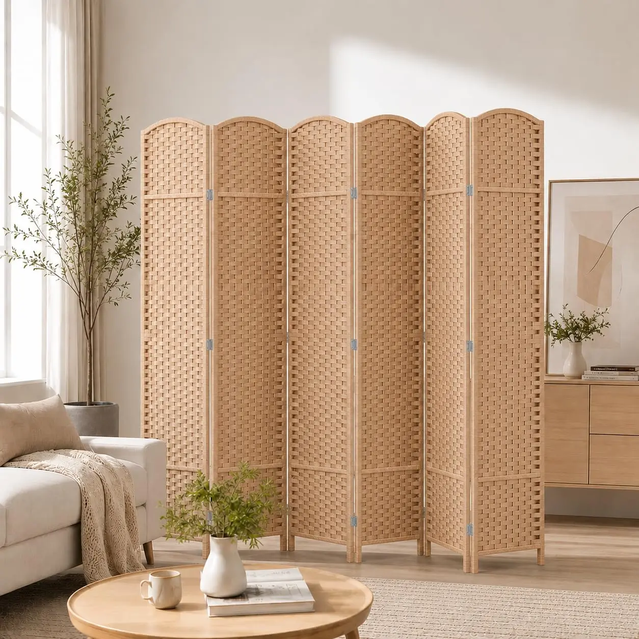 6 Panel Woven Room Divider, 69