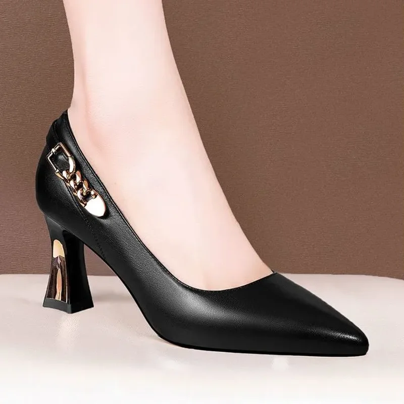 Zapatos De Mujer Women Cute Black Patent Leather Soft Stiletto Heel Shoes for Office Female Fashion Comfortable Party Pumps A13