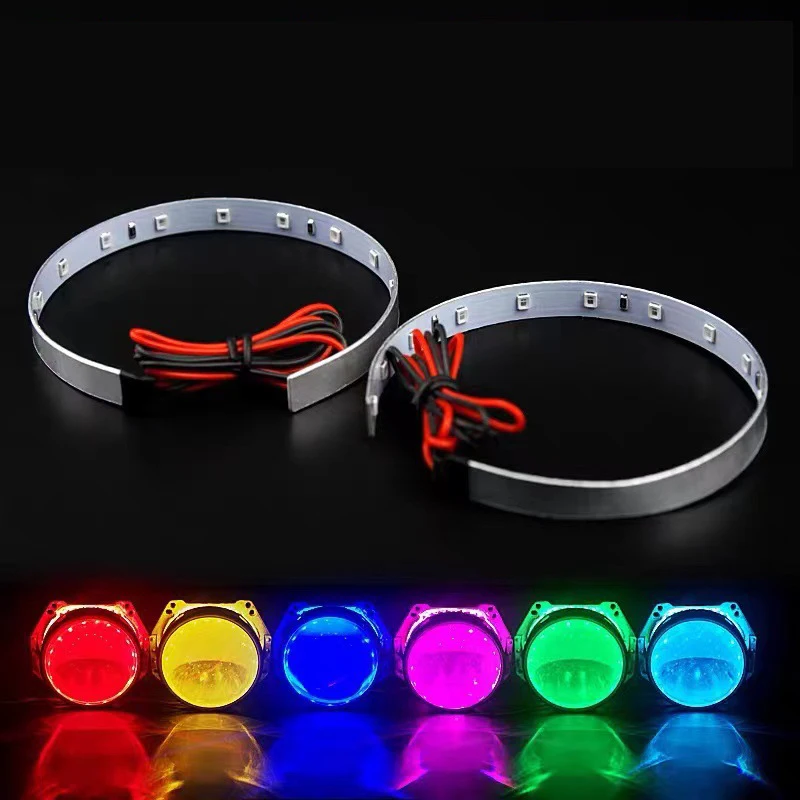 2Pcs DC12V Devil Eyes LED Halo Rings Kit Universal 2.5 inch Projector Car Headlight 360 Degree Demon Eyes LED Lights Modified