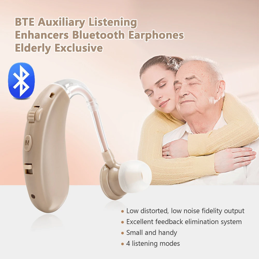 

Portable Auxiliary Listening Enhance Bluetooth Earphones Rechargeable Noise Reduction Earhook Single Earbuds For Elderly Gift