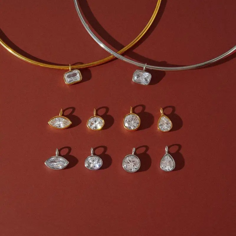 Geometric Zircon Pendant Necklace Lightweight Non-Tarnish Stainless Steel Jewelry for Women Travel Outing Wear