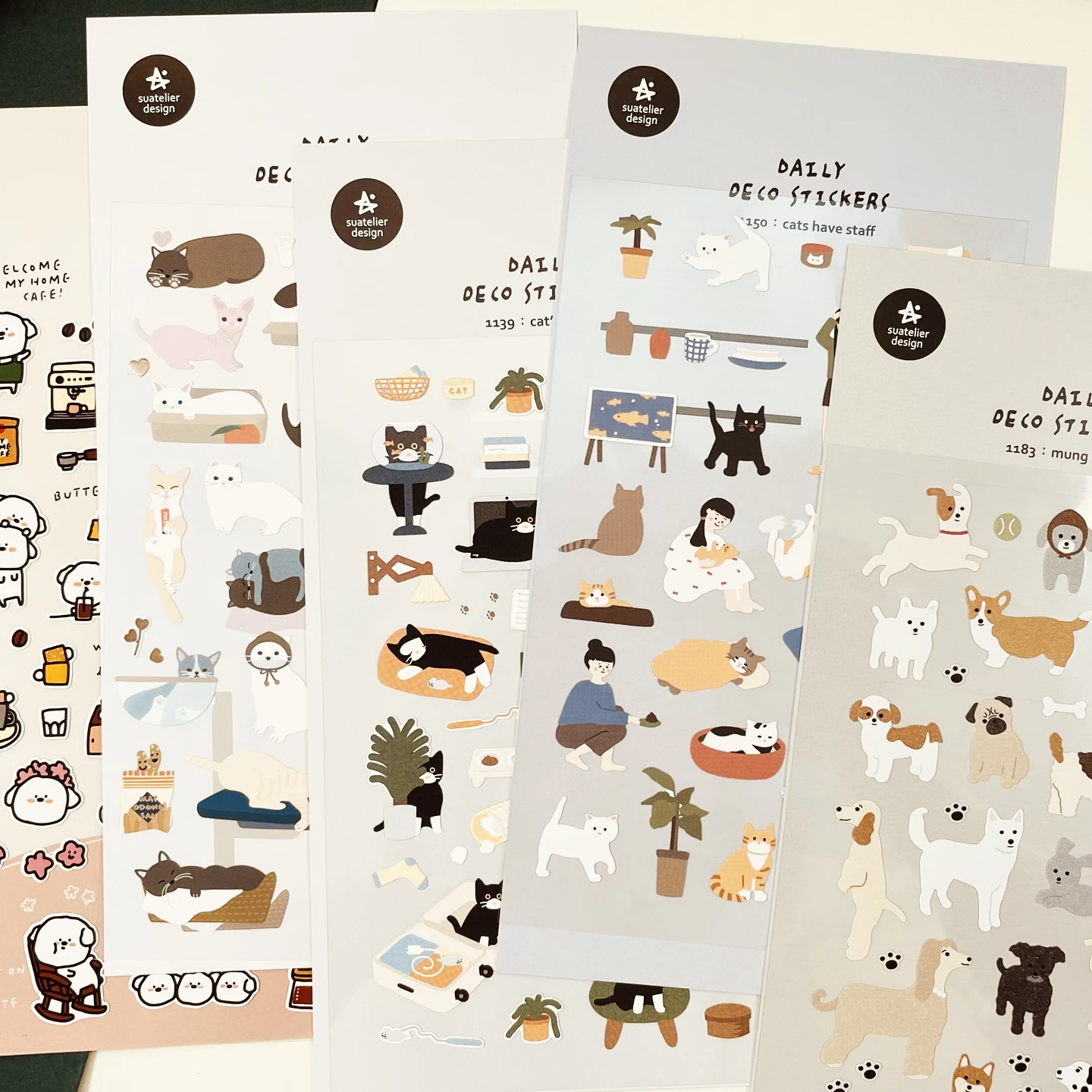 Korean Suatelier Collection Cute Pet Puppy Cats Home Daily Stickers DIY Scrapbooking Journey Diary Stationery Stickers Supplies