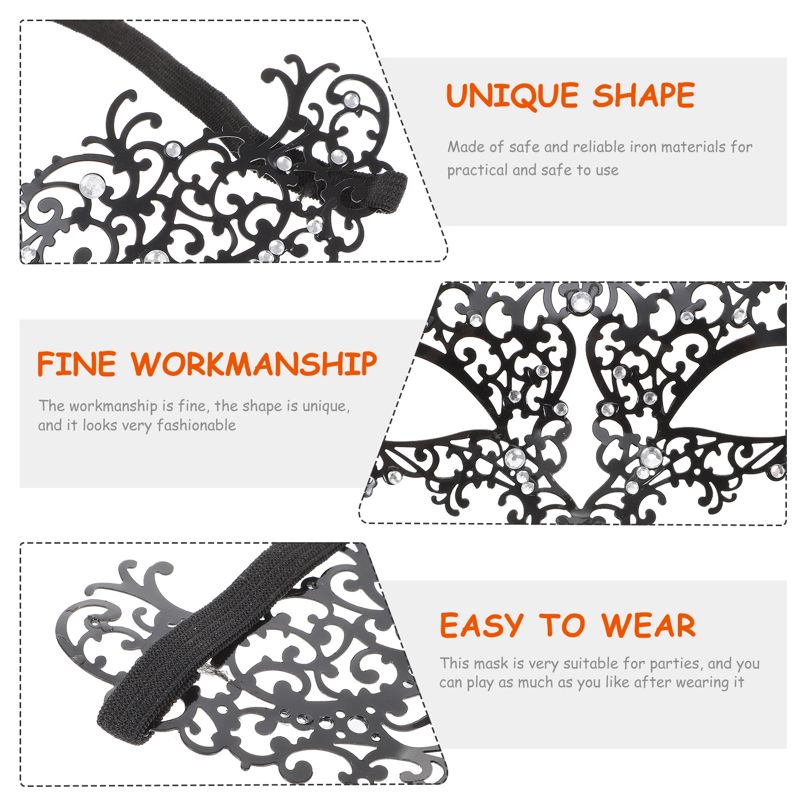 

Halloween Costume Accessory Metal Masquerade Festival Carnival Face Party Masks Women Adult Safe Material Unique Shape