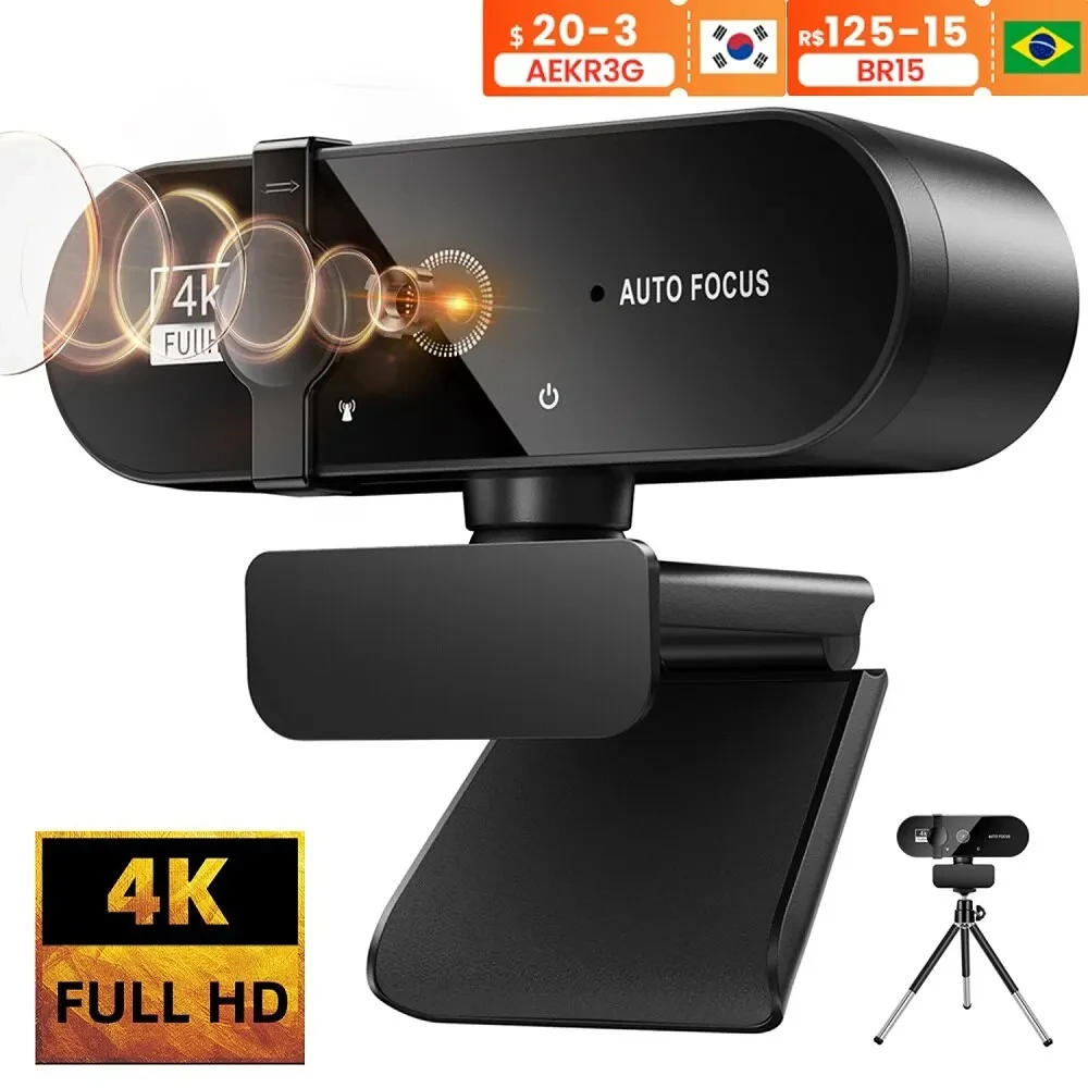 Kamera internetowa 4K Mini kamera 1080P Kamera internetowa 2K Full HD z mikrofonem Kamera internetowa USB 30fps z automatyczną regulacją ostrości Kamera do nagrywania wideo na laptopie PC