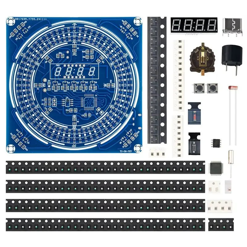 AAAN-Multifunction Time Temp Display Electronic Clock, DIY Digital Clock Soldering Kit For Beginners, Auto-Dimming