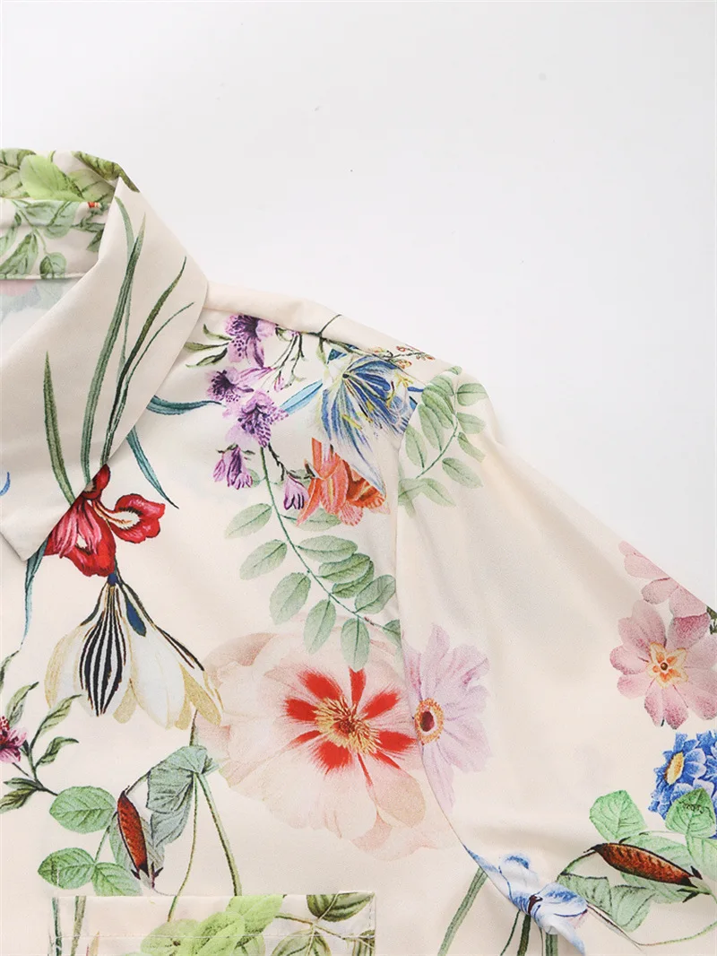Femmes imprimé fleuri chemise Blouse à manches longues décontracté haut ample Vintage décontracté imprimé femmes col rabattu simple boutonnage Blouse