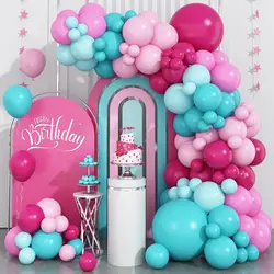 Hot Pink and Teal Blue Balloons Arch Garland Kit for Baby Shower Wedding Anniversary Birthday Girl's Party Decorations
