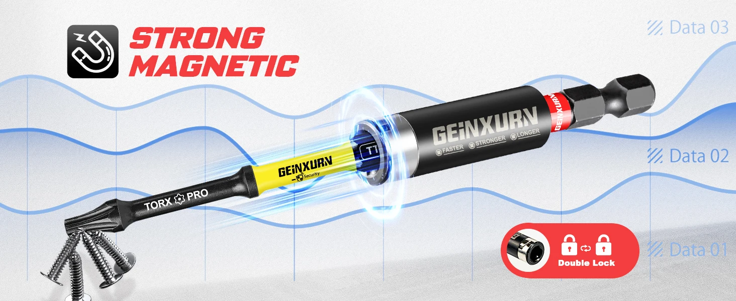 Geinxurn Impact Security Torx Schraubendreher-Bits-Set 1"/2"/3"/6" Magnetisch (TT7-TT40) Lange Verlängerung S2 Stahl Sternschraubendreher-Bits – Detail 11