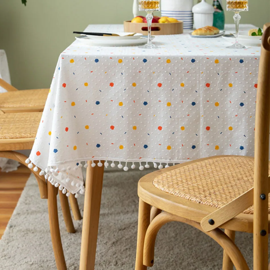 Kleines Gänseblümchen-Tischtuch aus Baumwolle im koreanischen Stil, Teetischdekoration, rechteckige Tischdecke für Küche, Hochzeit, Esszimmer – Detail 22