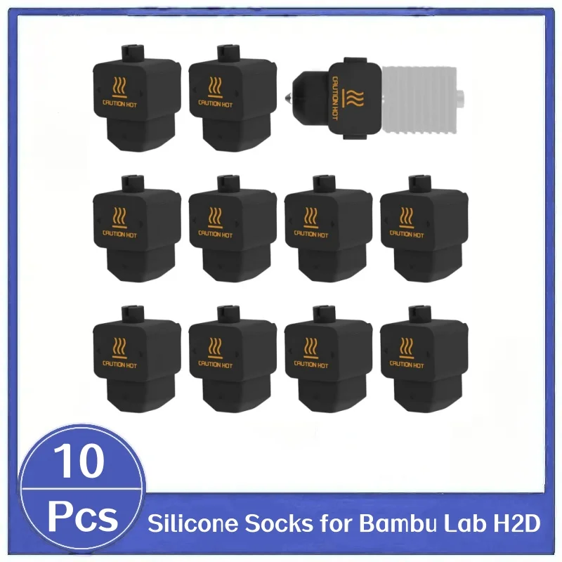 10Pcs H2D Hotend Silicone Socks For Bambu Lab H2D 3D Printer Heater Block Silicone Cover Nozzle Print Head Protective Sleeve