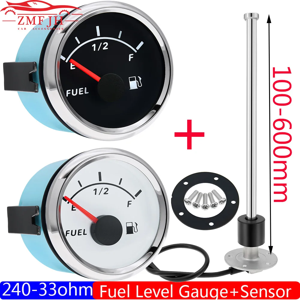 

Newest 240-33ohm 52mm Fuel Level Gauge+Fuel Level Sensor 200 250 300 600mm Oil Liquid Tank Fuel Sender Unit Sensor for Boat Car