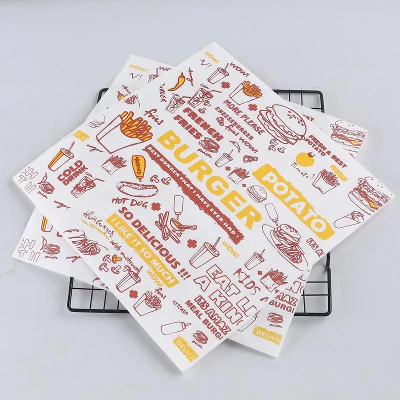 50/100 pièces doublures de plateaux de restauration rapide résistants à l'huile-feuilles résistantes à la graisse papiers alimentaires jetables