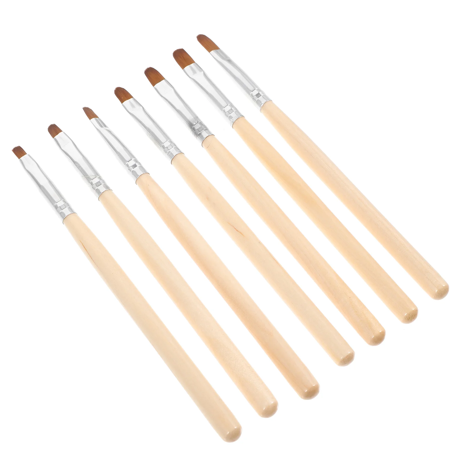 7 Pcs Nail Phototherapy Pen Wooden Color Holder Semi-circular Brush Pack Polish for Clean up Gel Fiber