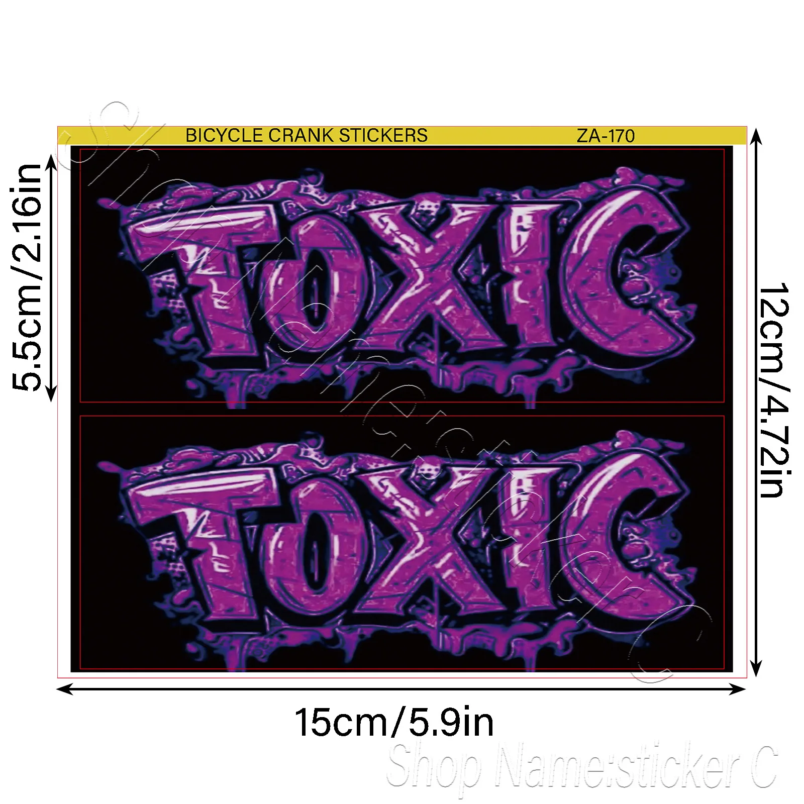 2Pcs/Set Purple Toxic Graffiti Bike Crank Arm Stickers, Waterproof Vinyl Protective Decals for Mountain & Road Bike Crankset