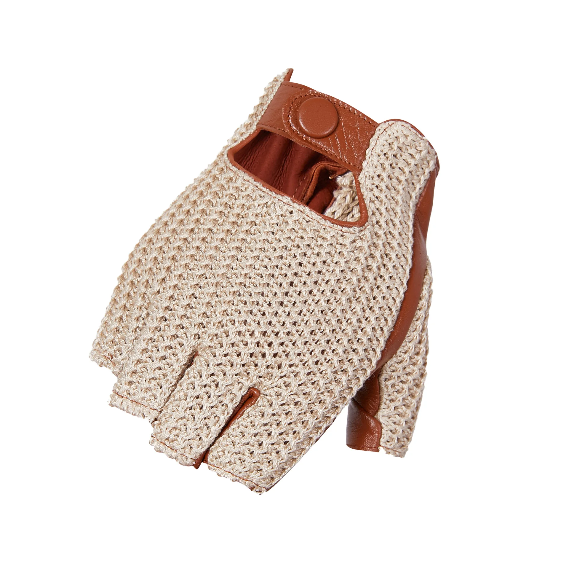 Guantes cortos de cuero genuino sin forro para hombre, manoplas Retro a presión, sin dedos, Semi-dedo, táctico, conducción, equitación, Punk Rock