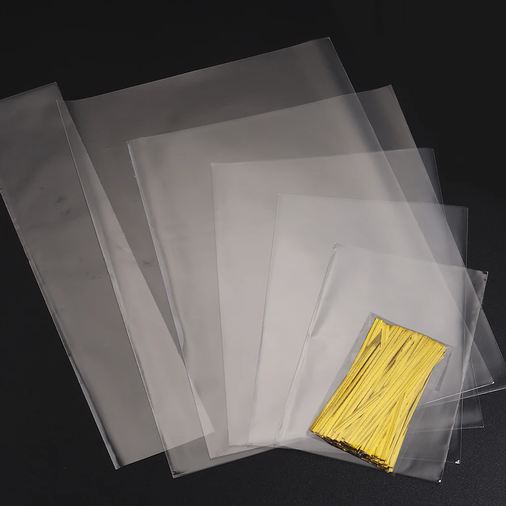 100 Stück transparente flache Beutel mit Drehverschlüssen, transparente OPP-Beutel, Party- und Hochzeitsbedarf, Geschenkbeutel, Süßigkeiten, Dessert, Festival, Geschenkverpackung – Detail 3