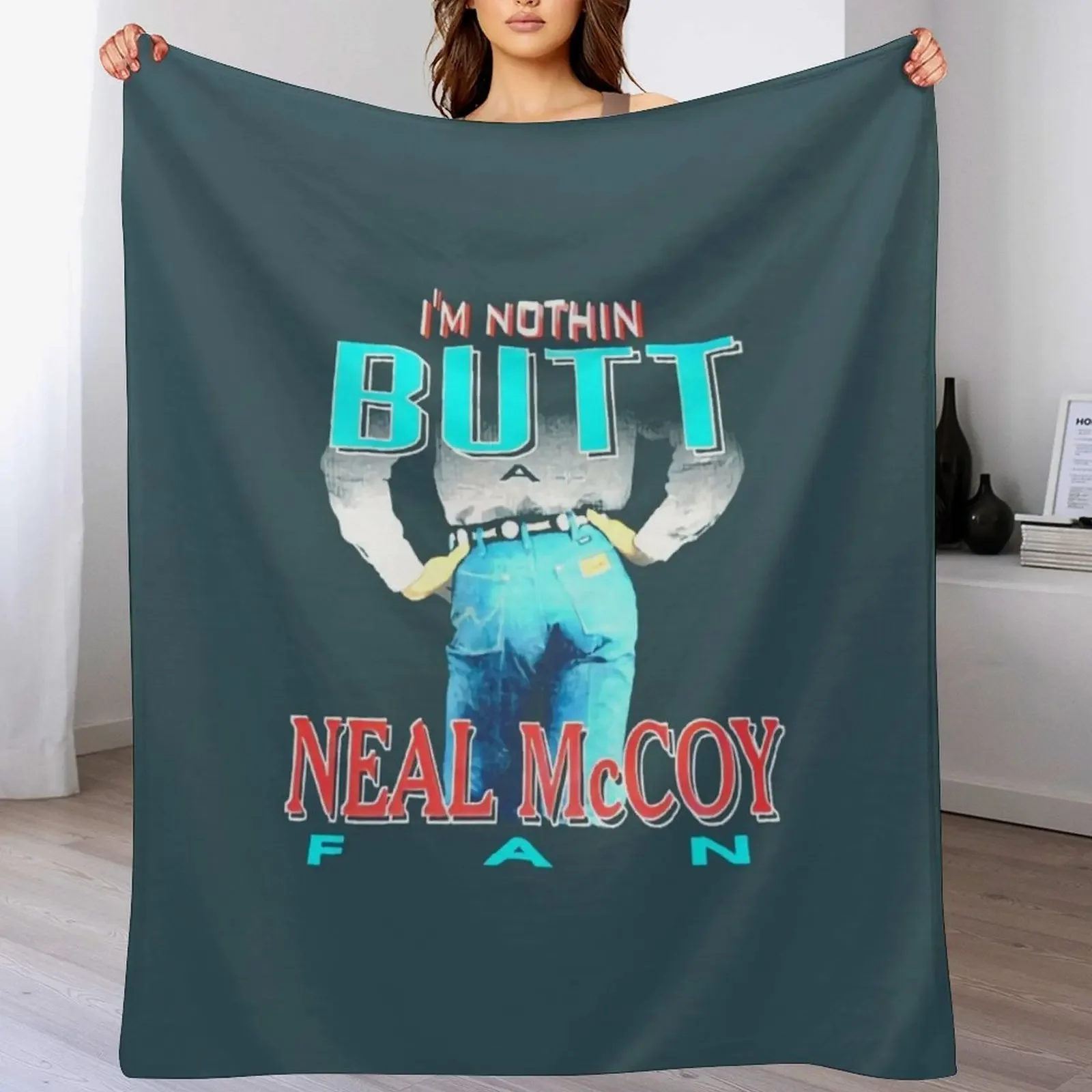 1990_s Neal McCoy Vintage Nothin_ BUTT a Neal McCoy Fan Tour Promo Classic 90_s Country Music Concert Throw Blanket