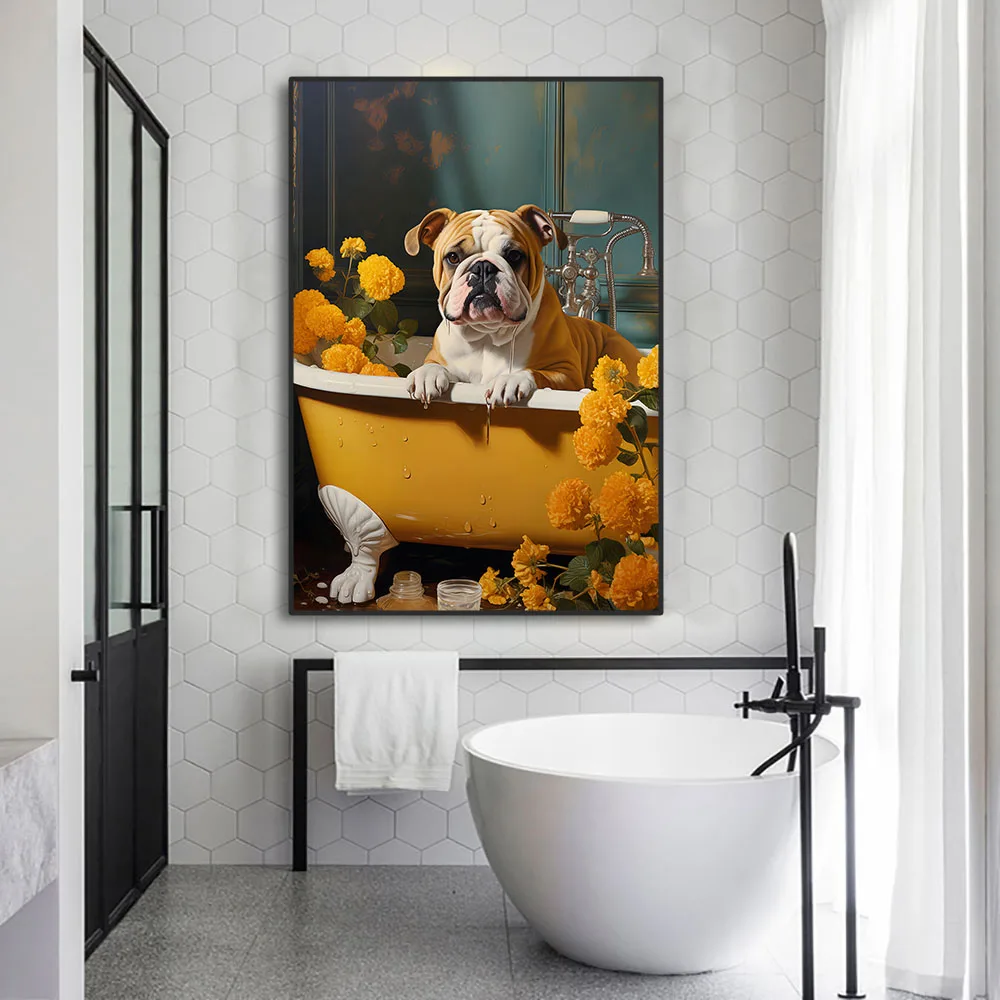 Funny Animals Toilet Canvas Painting Prints Gorilla Elephant Cat Dog Wall Art Poster Picture for Bathroom Room Home Decoration