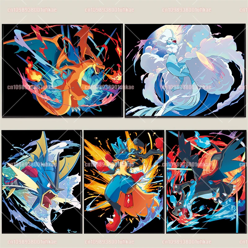 

Anime Pokemon Charizard Gyarados Lucario Gardevoir Poster Canvas Paintings and Prints Comic Style Wall Art Decoration Painting