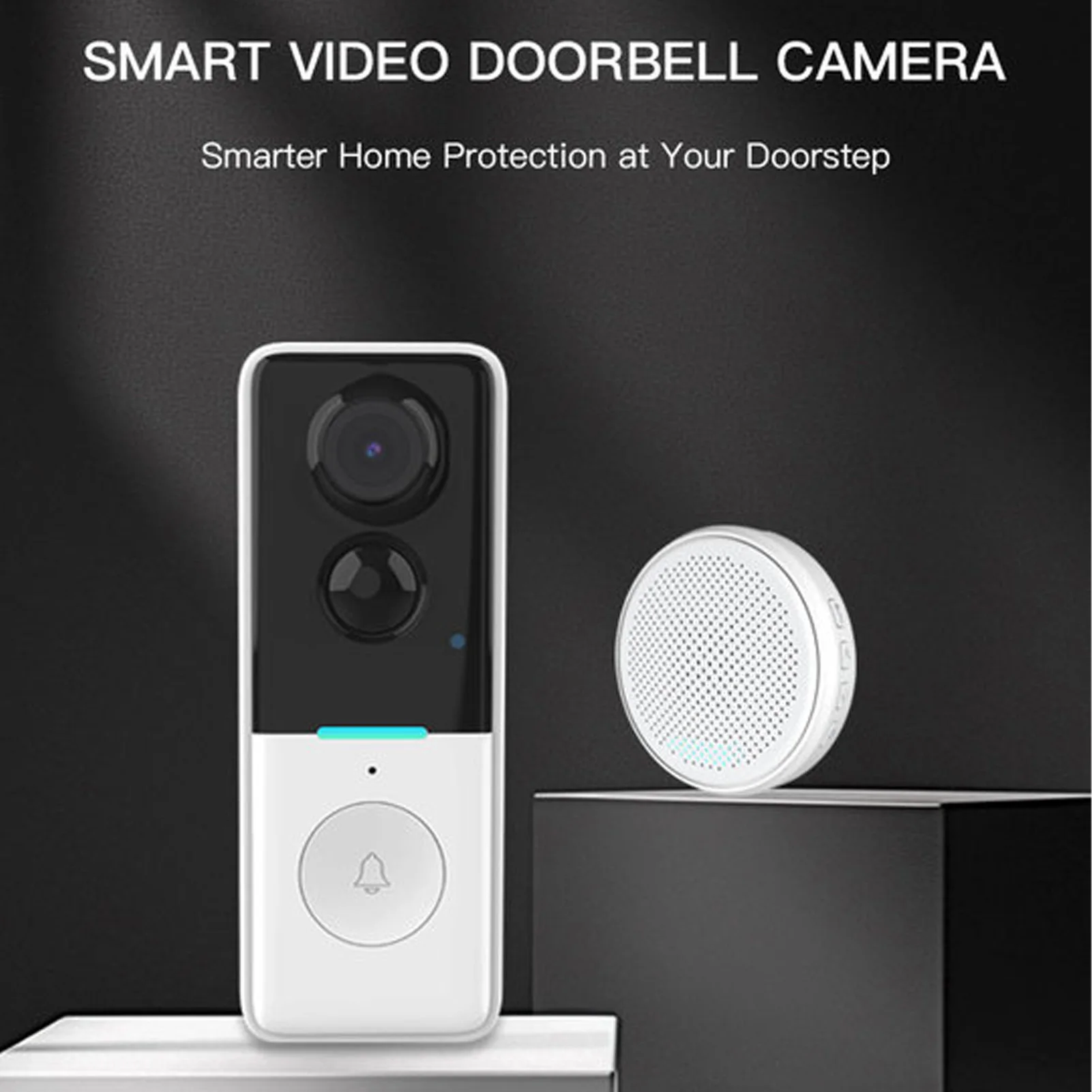 Campainha inteligente com câmera de porta, controle por aplicativo ty, visão noturna infravermelha, recarregável, vídeo porteiro, campainha, intercomunicador bidirecional para casa