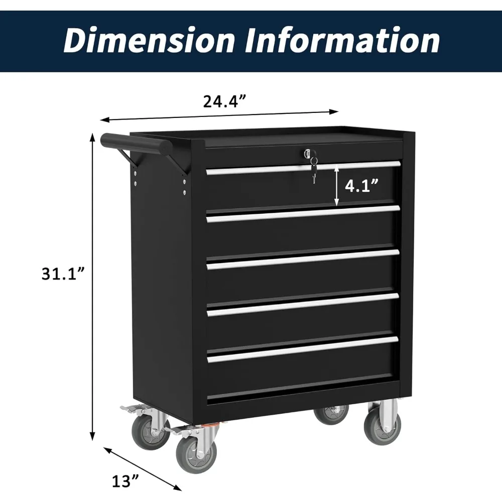 5-ящик для инструментов на колесиках, ящик для инструментов с колесами, металлическая тележка для инструментов с ящиками, шкаф для хранения для гаража, склада, мастерской,