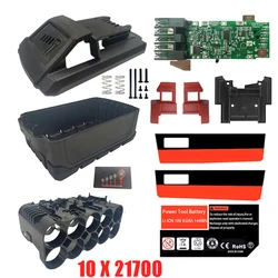 10X21700 akumulator litowo-jonowy obudowa z tworzywa sztucznego naklejki PCB obwód ochronny ładowania kartonowe pudełko do baterii litowej Milwaukee 18V