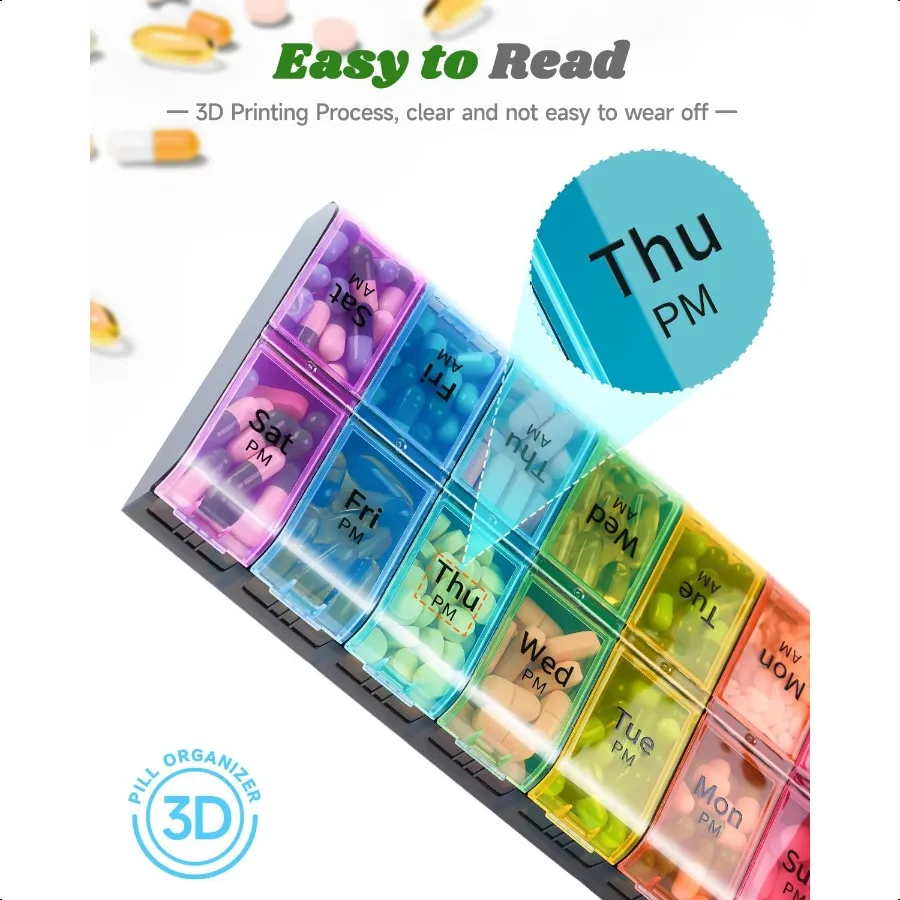 กล่องใส่ยาขนาดใหญ่พิเศษ 2 ครั้งต่อวัน รายสัปดาห์ XL AM PM กล่องยา 7 วัน กล่องยา 2 ครั้งต่อวัน ขนาดใหญ่พิเศษ กล่องยาประจำวัน