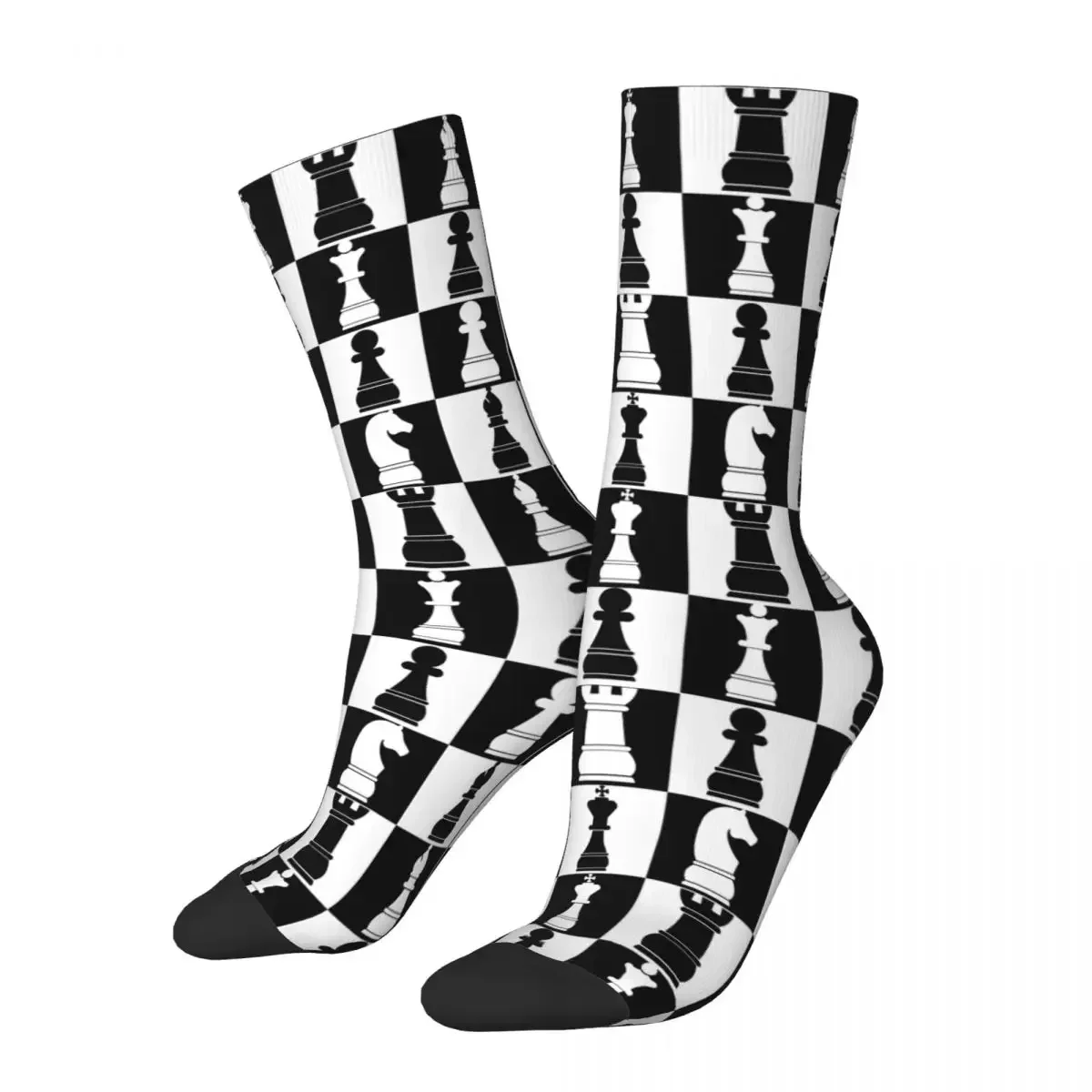 

Black And White Chess Stuff Socks Flexible Chess Board Print Pattern High Quality Long Socks Super Soft Unisex Perfect Gift