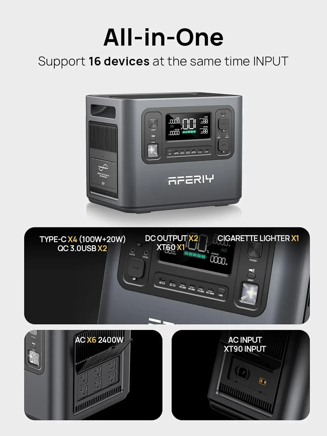 محطة طاقة محمولة من Bestseller بقدرة 2400 وات، ومولد بطارية LiFePO4 بقدرة 2048 وات في الساعة مع شحن تيار متردد بقدرة 1100 وات وشحن بالطاقة الشمسية بقدرة 500 وات، للمنزل Ba