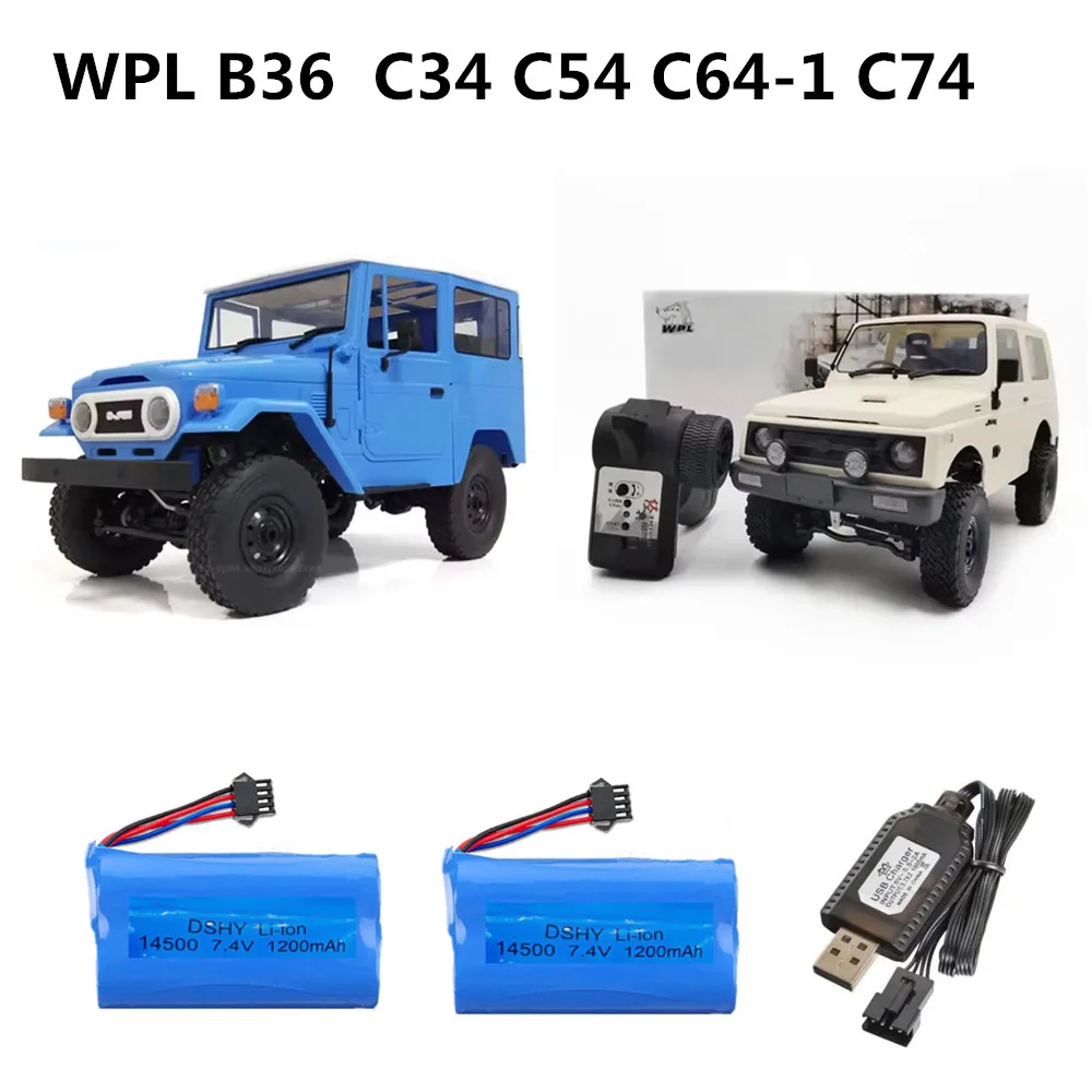 WPL B36 RC Auto Batterij 14500 7.4 V 1200 mAh WPL C34 WPL C54 RC Auto Reserveonderdelen WPL C64-1 WPL C74 Accessoires