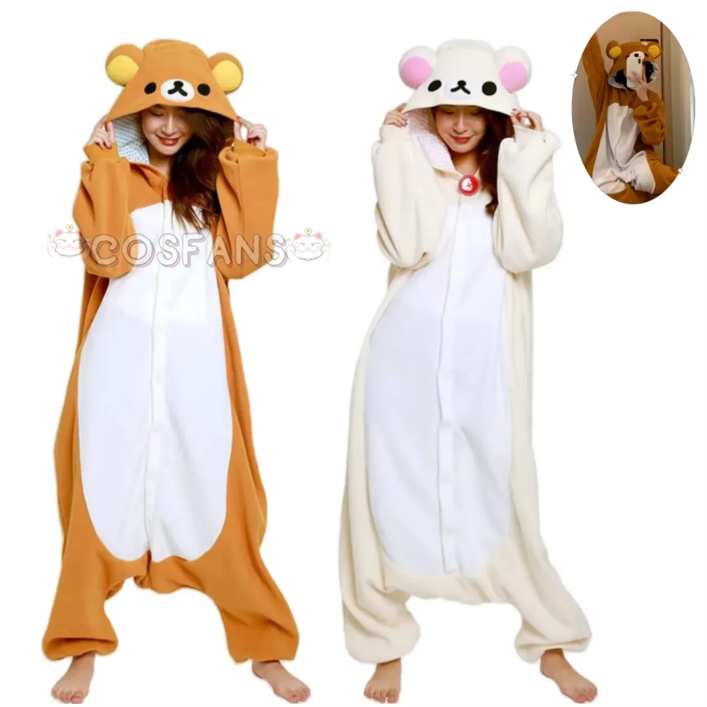 New Cute Cartoon Character Rilakkuma Kigurumi Bear Sister Adult Anime Jumpsuit Pajamas Kawaii Anime Peripheral Pajamas sleepwear